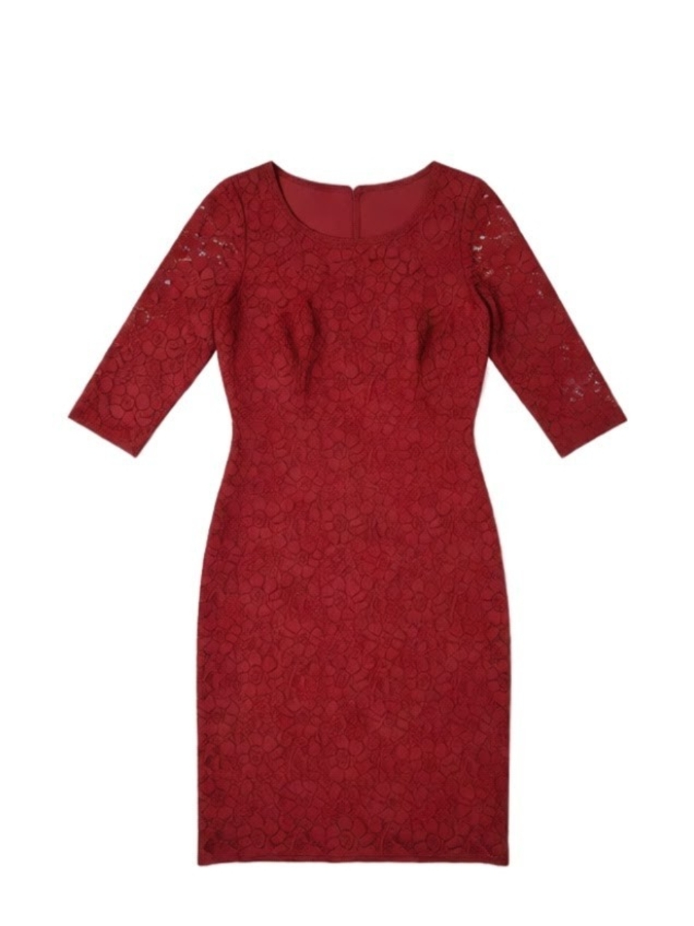 Elegant Red Lace Sheath Dress - Women's